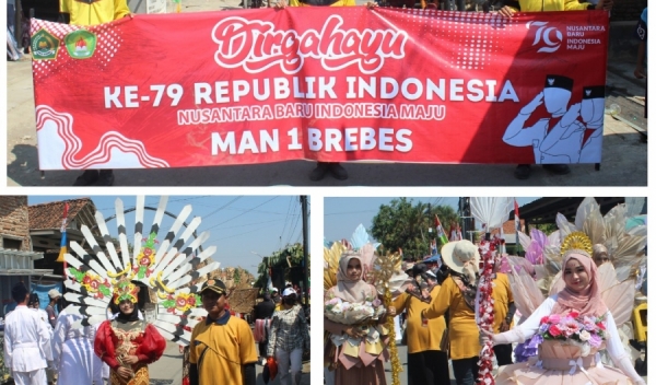 MAN 1 Brebes Ikuti Karnaval HUT RI ke-79 dengan Penuh Kreativitas